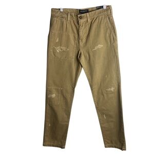 American Eagle Men’s Size 28x32 Slim Straight Khaki Pants Distressed Preppy